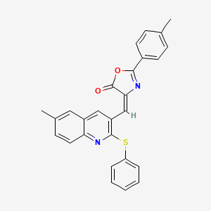 molecular formula C27H20N2O2S B7697956 (4E)-4-{[6-Methyl-2-(phenylsulfanyl)quinolin-3-YL]methylidene}-2-(4-methylphenyl)-4,5-dihydro-1,3-oxazol-5-one 