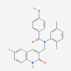 molecular formula C27H26N2O3 B7697963 N-(2,5-dimethylphenyl)-N-((2-hydroxy-6-methylquinolin-3-yl)methyl)-4-methoxybenzamide 