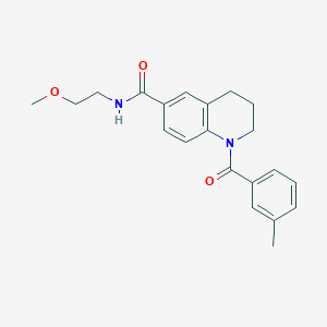 molecular formula C21H24N2O3 B7697990 1-(3-methylbenzoyl)-N-[(4-methylphenyl)methyl]-1,2,3,4-tetrahydroquinoline-6-carboxamide 