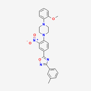 molecular formula C26H25N5O4 B7697998 1-(2-Methoxyphenyl)-4-{4-[3-(3-methylphenyl)-1,2,4-oxadiazol-5-yl]-2-nitrophenyl}piperazine 