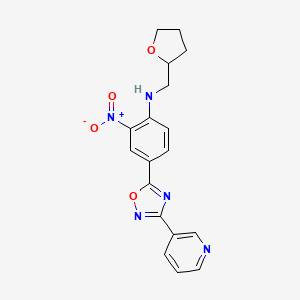 molecular formula C18H17N5O4 B7698046 2-Nitro-N-[(oxolan-2-YL)methyl]-4-[3-(pyridin-3-YL)-1,2,4-oxadiazol-5-YL]aniline 