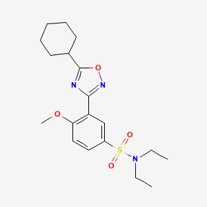 molecular formula C19H27N3O4S B7698127 3-(5-cyclohexyl-1,2,4-oxadiazol-3-yl)-N,N-diethyl-4-methoxybenzenesulfonamide 