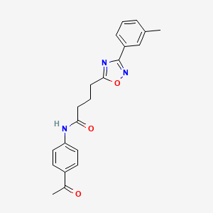 molecular formula C21H21N3O3 B7698170 N-(4-acetylphenyl)-4-[3-(3-methylphenyl)-1,2,4-oxadiazol-5-yl]butanamide 