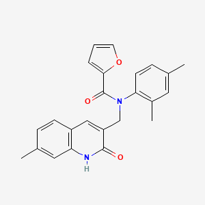 molecular formula C24H22N2O3 B7698196 N-(2,4-dimethylphenyl)-N-((2-hydroxy-7-methylquinolin-3-yl)methyl)furan-2-carboxamide 