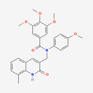 molecular formula C28H28N2O6 B7698236 N-((2-hydroxy-8-methylquinolin-3-yl)methyl)-3,4,5-trimethoxy-N-(4-methoxyphenyl)benzamide 