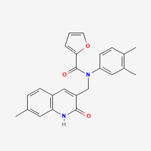 molecular formula C24H22N2O3 B7698241 N-(3,4-dimethylphenyl)-N-((2-hydroxy-7-methylquinolin-3-yl)methyl)furan-2-carboxamide 