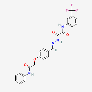 molecular formula C24H19F3N4O4 B7698251 (E)-2-oxo-2-(2-(4-(2-oxo-2-(phenylamino)ethoxy)benzylidene)hydrazinyl)-N-(3-(trifluoromethyl)phenyl)acetamide 