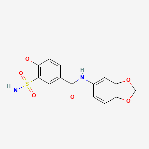 molecular formula C16H16N2O6S B7698339 N-(1,3-benzodioxol-5-yl)-4-methoxy-3-(methylsulfamoyl)benzamide 