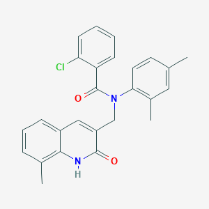 2-chloro-N-(2,4-dimethylphenyl)-N-((2-hydroxy-8-methylquinolin-3-yl)methyl)benzamide