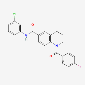 molecular formula C23H18ClFN2O2 B7698363 N-(3-chlorophenyl)-1-(4-fluorobenzoyl)-1,2,3,4-tetrahydroquinoline-6-carboxamide 