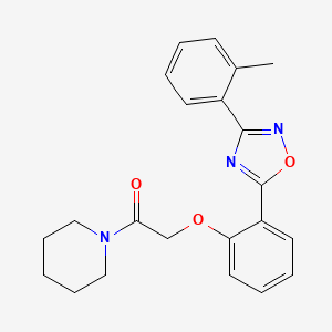 molecular formula C22H23N3O3 B7698366 2-{2-[3-(2-Methylphenyl)-1,2,4-oxadiazol-5-YL]phenoxy}-1-(piperidin-1-YL)ethan-1-one 