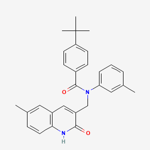 4-(tert-butyl)-N-((2-hydroxy-6-methylquinolin-3-yl)methyl)-N-(m-tolyl)benzamide