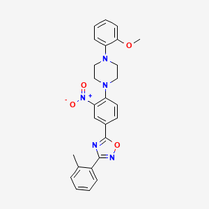 molecular formula C26H25N5O4 B7698385 1-(2-Methoxyphenyl)-4-{4-[3-(2-methylphenyl)-1,2,4-oxadiazol-5-yl]-2-nitrophenyl}piperazine 