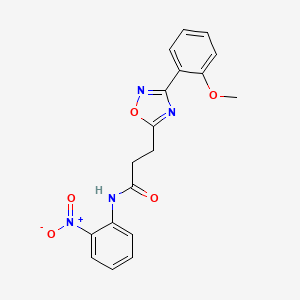 molecular formula C18H16N4O5 B7698411 3-(3-(2-methoxyphenyl)-1,2,4-oxadiazol-5-yl)-N-(2-nitrophenyl)propanamide 