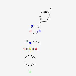 4-chloro-N-(1-(3-(p-tolyl)-1,2,4-oxadiazol-5-yl)ethyl)benzenesulfonamide