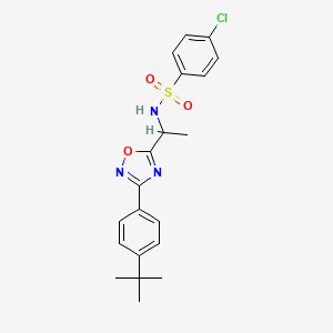 N-(1-(3-(4-(tert-butyl)phenyl)-1,2,4-oxadiazol-5-yl)ethyl)-4-chlorobenzenesulfonamide