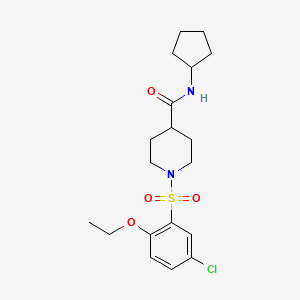 molecular formula C19H27ClN2O4S B7698441 1-(5-chloro-2-ethoxybenzenesulfonyl)-N-(3-hydroxypropyl)piperidine-4-carboxamide 