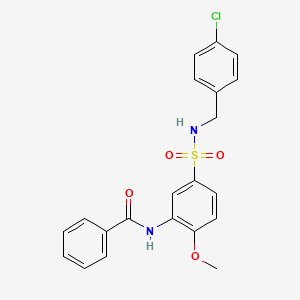 molecular formula C21H19ClN2O4S B7698472 N-{5-[(4-chlorobenzyl)sulfamoyl]-2-methoxyphenyl}benzamide 