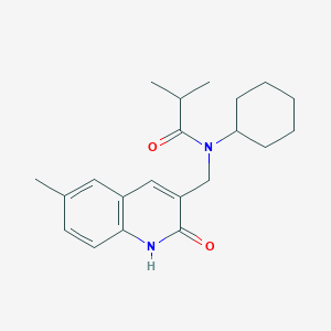 molecular formula C21H28N2O2 B7698513 N-cyclohexyl-N-((2-hydroxy-6-methylquinolin-3-yl)methyl)isobutyramide 