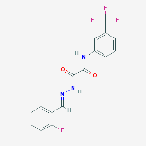 (E)-2-(2-(2-fluorobenzylidene)hydrazinyl)-2-oxo-N-(3-(trifluoromethyl)phenyl)acetamide