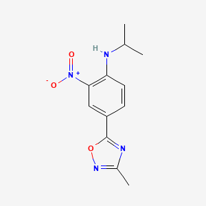 molecular formula C12H14N4O3 B7698541 N-isopropyl-4-(3-methyl-1,2,4-oxadiazol-5-yl)-2-nitroaniline 