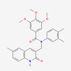 molecular formula C29H30N2O5 B7698547 N-(3,4-dimethylphenyl)-N-((2-hydroxy-6-methylquinolin-3-yl)methyl)-3,4,5-trimethoxybenzamide 