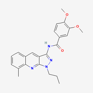 molecular formula C23H24N4O3 B7698589 3,4-dimethoxy-N-(8-methyl-1-propyl-1H-pyrazolo[3,4-b]quinolin-3-yl)benzamide 