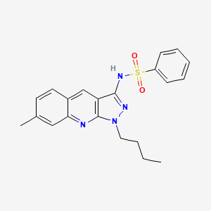 molecular formula C21H22N4O2S B7698631 N-(1-butyl-7-methyl-1H-pyrazolo[3,4-b]quinolin-3-yl)benzenesulfonamide 