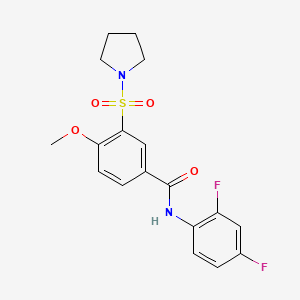 molecular formula C18H18F2N2O4S B7698665 N-(2-bromophenyl)-4-methoxy-3-(pyrrolidine-1-sulfonyl)benzamide 