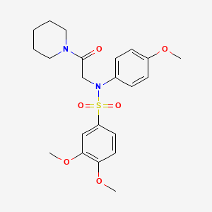 molecular formula C22H28N2O6S B7698686 3,4-dimethoxy-N-(4-methoxyphenyl)-N-(2-oxo-2-(piperidin-1-yl)ethyl)benzenesulfonamide 