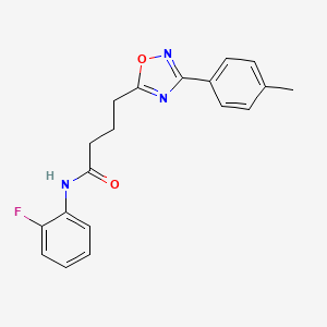 molecular formula C19H18FN3O2 B7698687 N-(2-fluorophenyl)-4-(3-(p-tolyl)-1,2,4-oxadiazol-5-yl)butanamide 