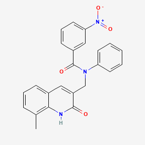 molecular formula C24H19N3O4 B7698767 N-((2-hydroxy-8-methylquinolin-3-yl)methyl)-3-nitro-N-phenylbenzamide 