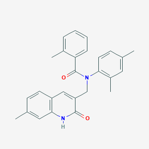 molecular formula C27H26N2O2 B7698840 N-(2,4-dimethylphenyl)-N-((2-hydroxy-7-methylquinolin-3-yl)methyl)-2-methylbenzamide 