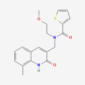 molecular formula C19H20N2O3S B7698847 N-((2-hydroxy-8-methylquinolin-3-yl)methyl)-N-(2-methoxyethyl)thiophene-2-carboxamide 