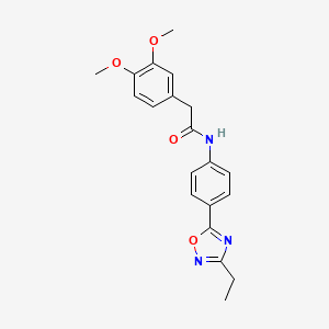 molecular formula C20H21N3O4 B7698869 2-(3,4-dimethoxyphenyl)-N-[4-(3-ethyl-1,2,4-oxadiazol-5-yl)phenyl]acetamide 