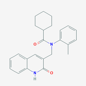 molecular formula C24H26N2O2 B7698914 N-((2-hydroxyquinolin-3-yl)methyl)-N-(o-tolyl)cyclohexanecarboxamide 