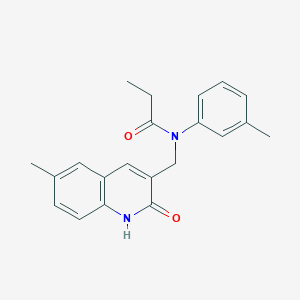 molecular formula C21H22N2O2 B7698925 N-((2-hydroxy-6-methylquinolin-3-yl)methyl)-N-(m-tolyl)propionamide 