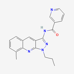 molecular formula C20H19N5O B7698954 N-(8-methyl-1-propyl-1H-pyrazolo[3,4-b]quinolin-3-yl)nicotinamide 