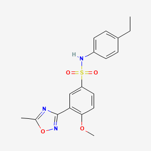 molecular formula C18H19N3O4S B7698974 N-(4-ethylphenyl)-4-methoxy-3-(5-methyl-1,2,4-oxadiazol-3-yl)benzenesulfonamide 