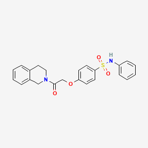 molecular formula C23H22N2O4S B7698989 4-(2-(3,4-dihydroisoquinolin-2(1H)-yl)-2-oxoethoxy)-N-phenylbenzenesulfonamide 