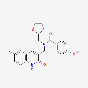 N-((2-hydroxy-6-methylquinolin-3-yl)methyl)-4-methoxy-N-((tetrahydrofuran-2-yl)methyl)benzamide