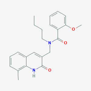 molecular formula C23H26N2O3 B7699027 N-butyl-N-((2-hydroxy-8-methylquinolin-3-yl)methyl)-2-methoxybenzamide 