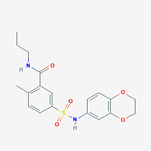 molecular formula C19H22N2O5S B7699031 5-(2,3-dihydro-1,4-benzodioxin-6-ylsulfamoyl)-2-methyl-N-propylbenzamide 