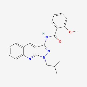 molecular formula C22H22N4O2 B7699056 N-(1-isobutyl-1H-pyrazolo[3,4-b]quinolin-3-yl)-2-methoxybenzamide 