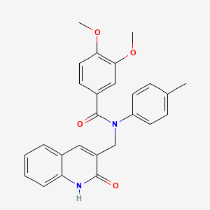 molecular formula C26H24N2O4 B7699060 N-((2-hydroxyquinolin-3-yl)methyl)-3,4-dimethoxy-N-(p-tolyl)benzamide 