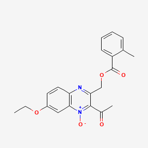 molecular formula C21H20N2O5 B7699075 2-acetyl-7-ethoxy-3-(((2-methylbenzoyl)oxy)methyl)quinoxaline 1-oxide 