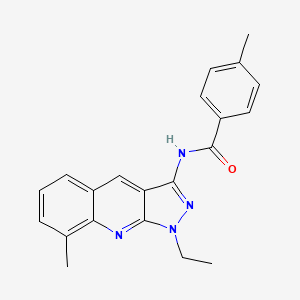 molecular formula C21H20N4O B7699076 N-(1-ethyl-8-methyl-1H-pyrazolo[3,4-b]quinolin-3-yl)-4-methylbenzamide 