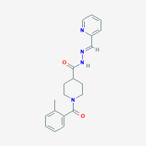 molecular formula C20H22N4O2 B7699090 (E)-1-(2-methylbenzoyl)-N'-(pyridin-2-ylmethylene)piperidine-4-carbohydrazide 