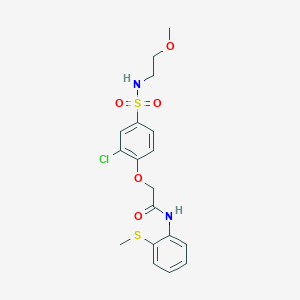 molecular formula C18H21ClN2O5S2 B7699097 2-{2-chloro-4-[(2-methoxyethyl)sulfamoyl]phenoxy}-N-[2-(methylsulfanyl)phenyl]acetamide 