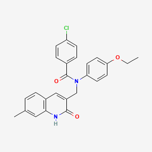 molecular formula C26H23ClN2O3 B7699107 4-chloro-N-(4-ethoxyphenyl)-N-((2-hydroxy-7-methylquinolin-3-yl)methyl)benzamide 